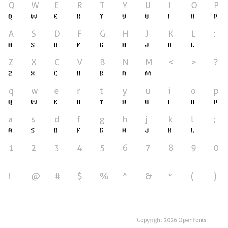 Character Map of Madison Ave. Regular
