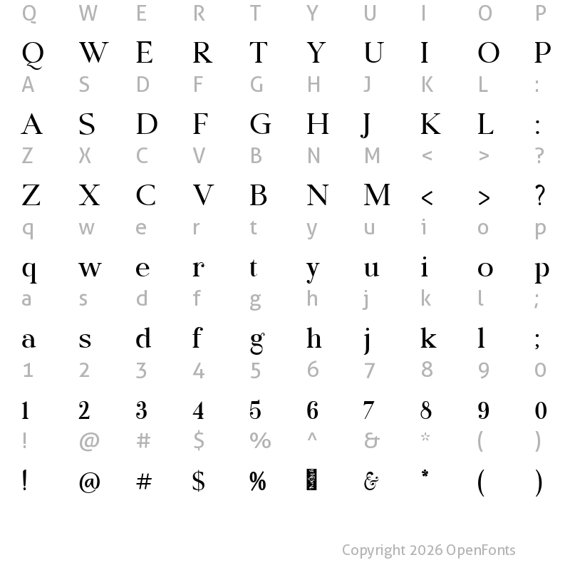 Character Map of Madjestic Comfort Serif Regular