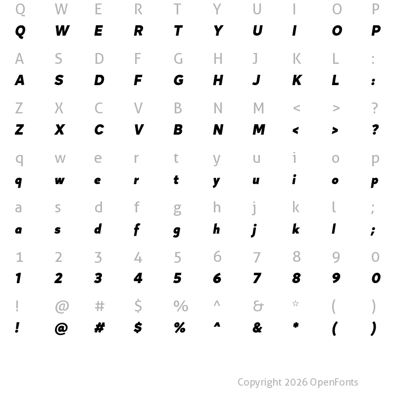 Character Map of Magdelin Alt Black Italic