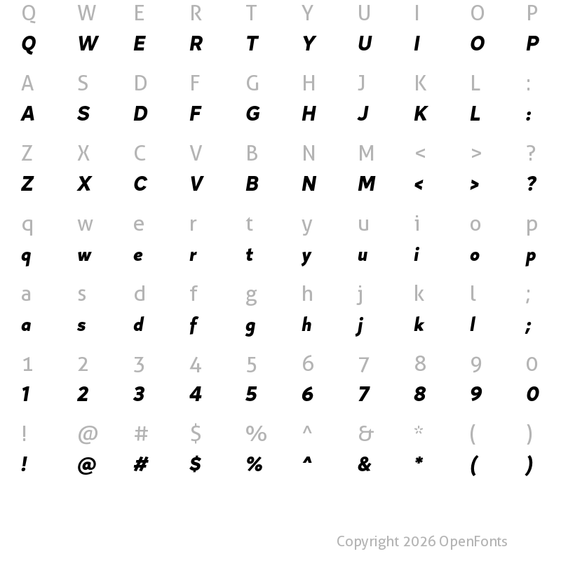 Character Map of Magdelin Alt ExtraBold Italic