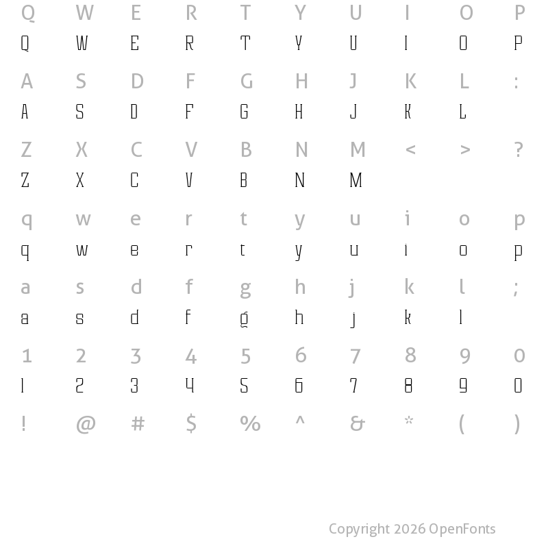 Character Map of Magefin Extra Light