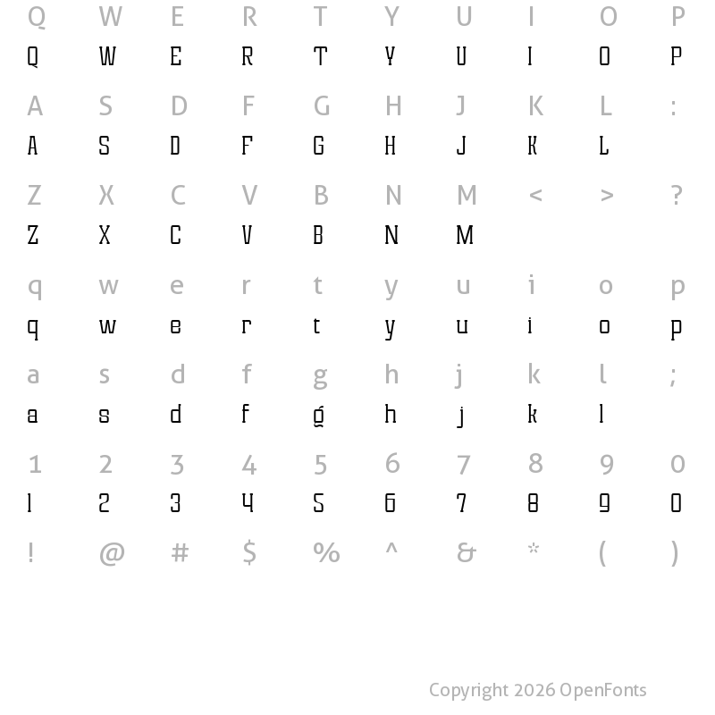 Character Map of Magefin Light