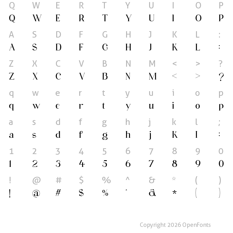 Character Map of Magesta Regular