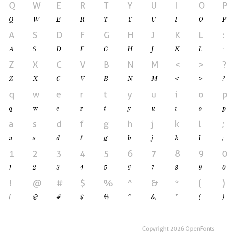 Character Map of Magfirah Italic Italic