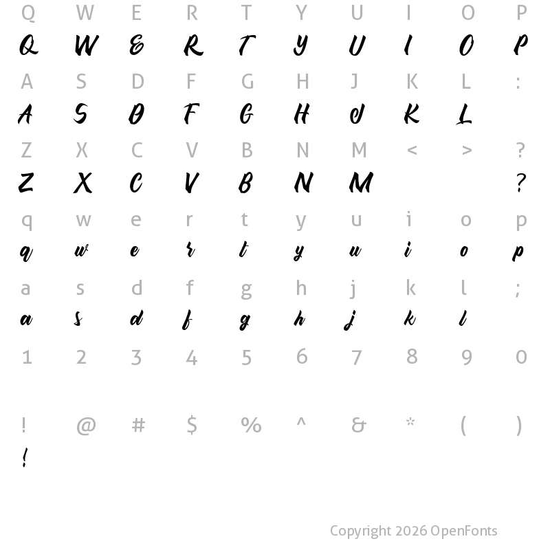 Character Map of Maghody Regular