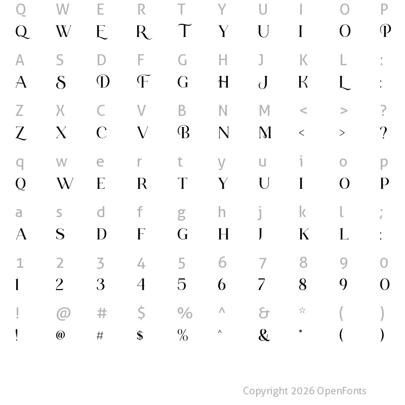 Character Map of Magic Bright Serif Bold