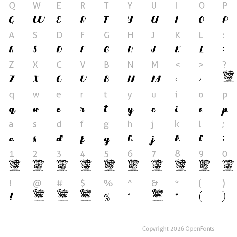 Character Map of Magic Letter Regular