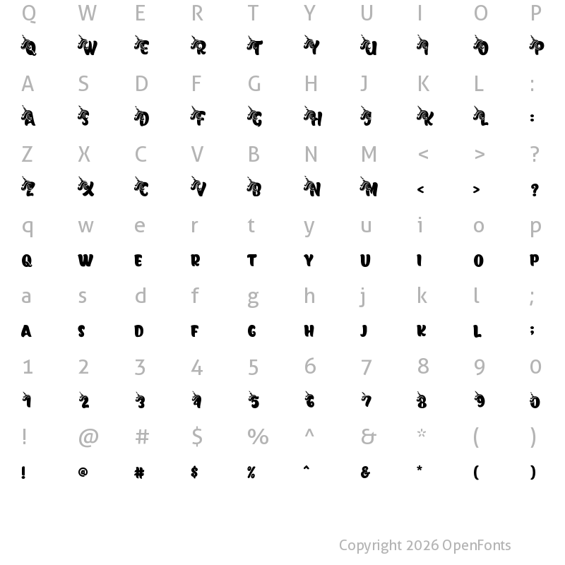 Character Map of Magic Unicorn Regular