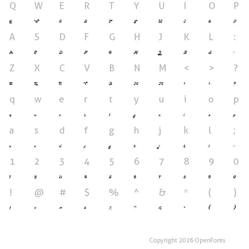 Character Map of Magic Wand Regular