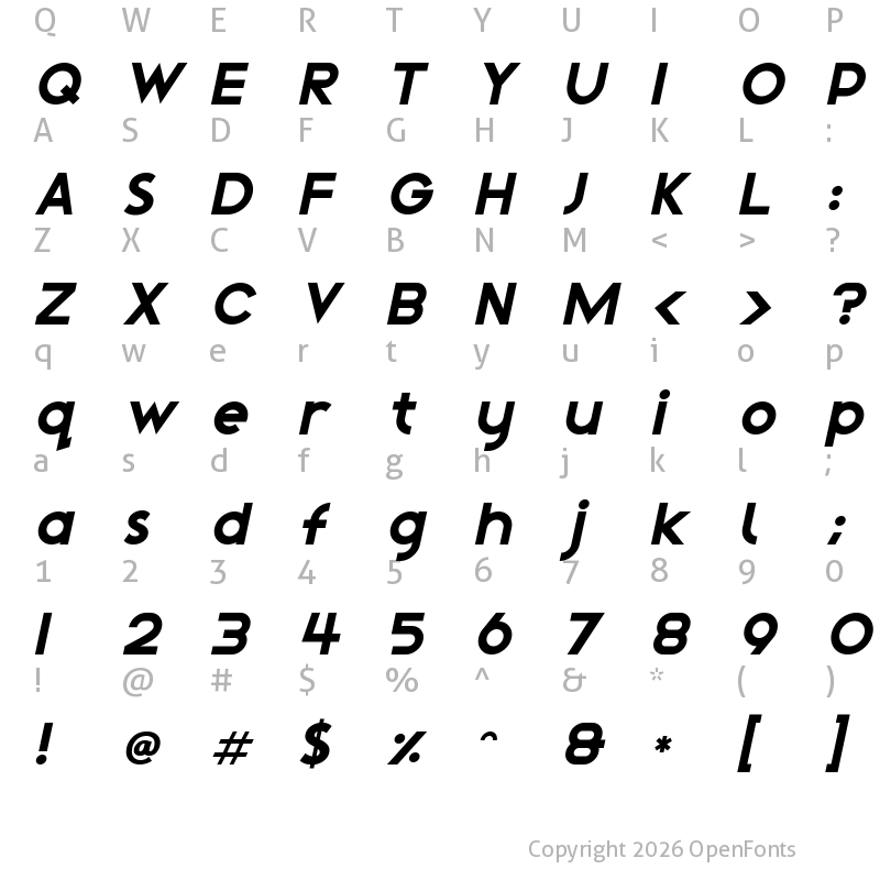 Character Map of Magical Childhood Italic