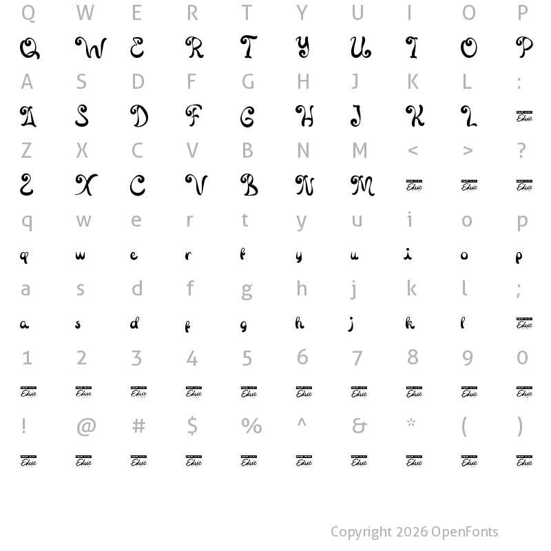 Character Map of MagicLightDemo Regular
