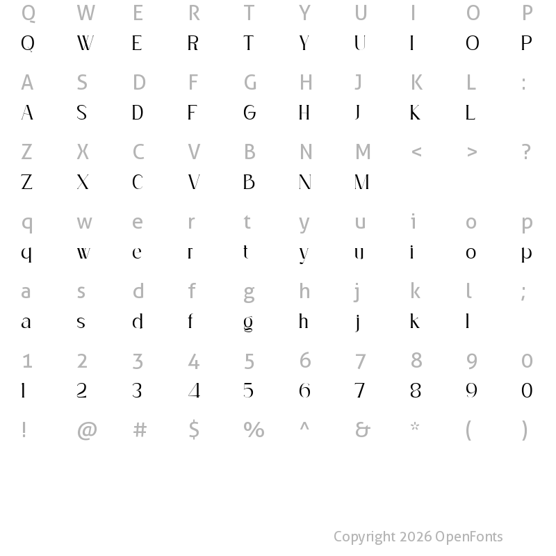 Character Map of Magioline Regular