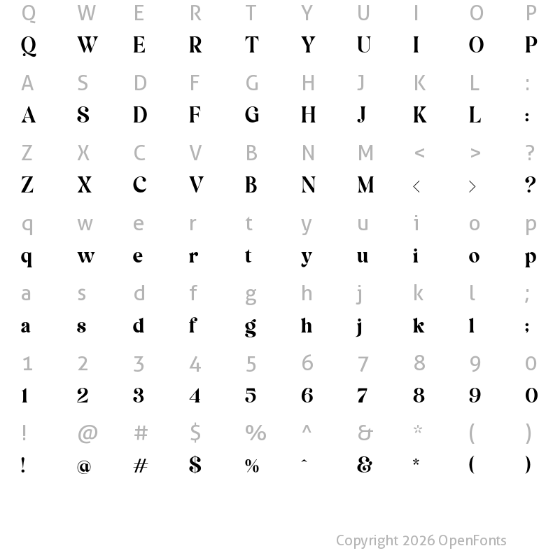 Character Map of Magiona Display Regular