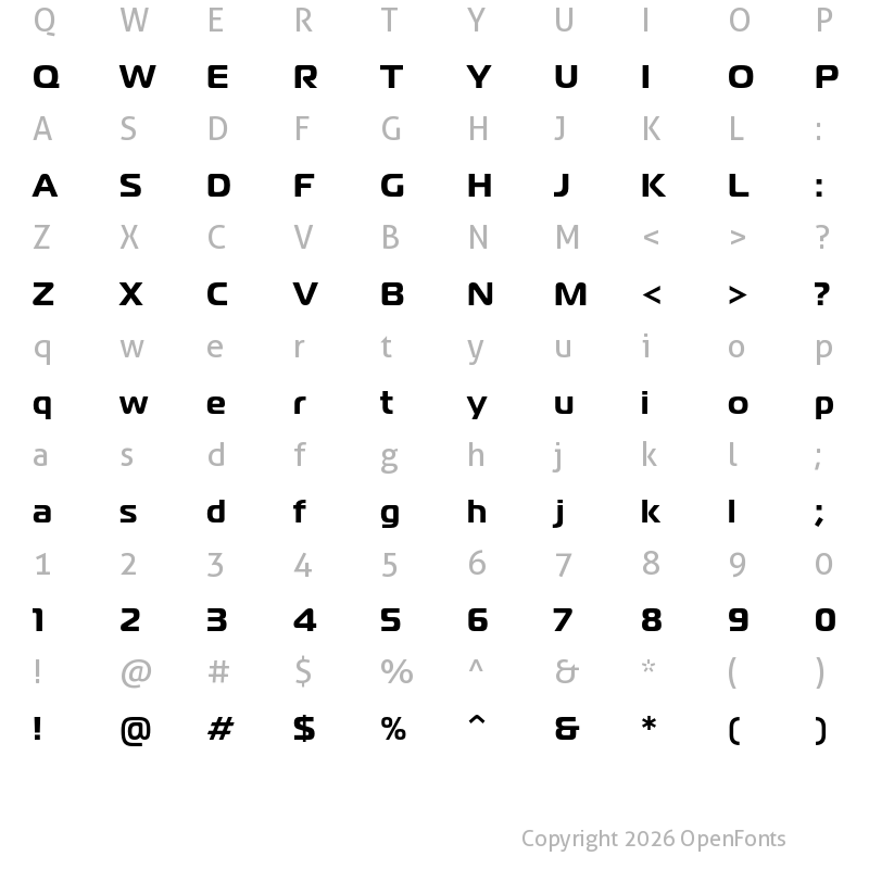 Character Map of Magistral Bold