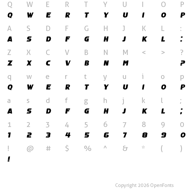 Character Map of Magistros Italic