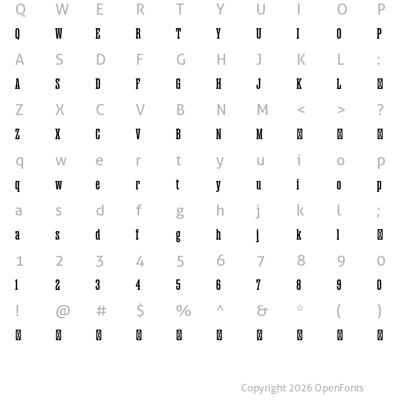 Character Map of Magno Serif Trial Bold