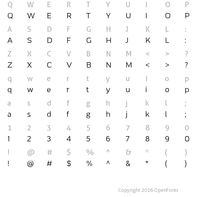 Character Map of MAINLUX-Regular Regular