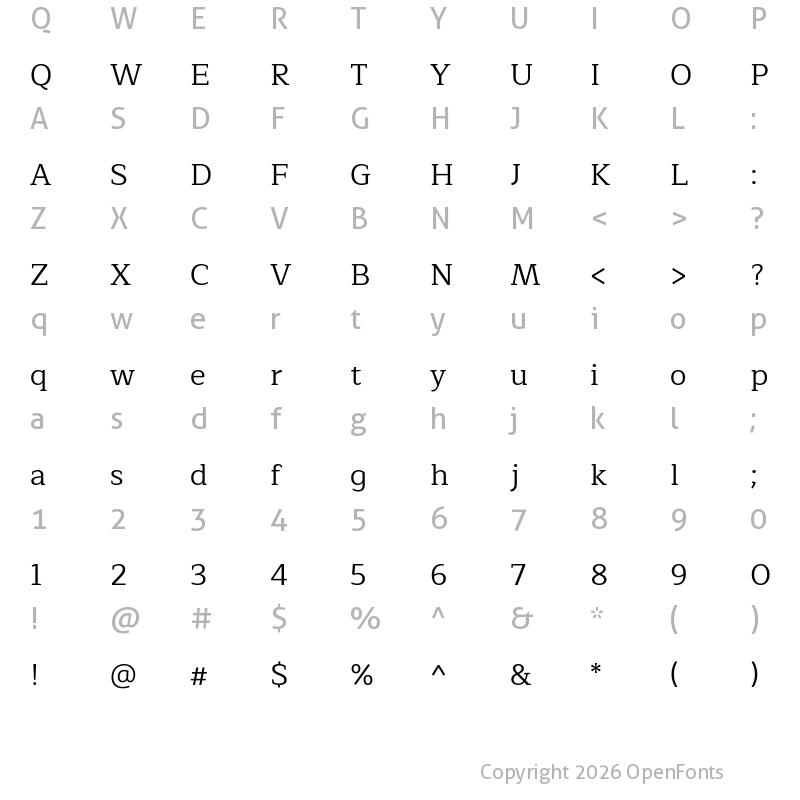 Character Map of Maitree Regular