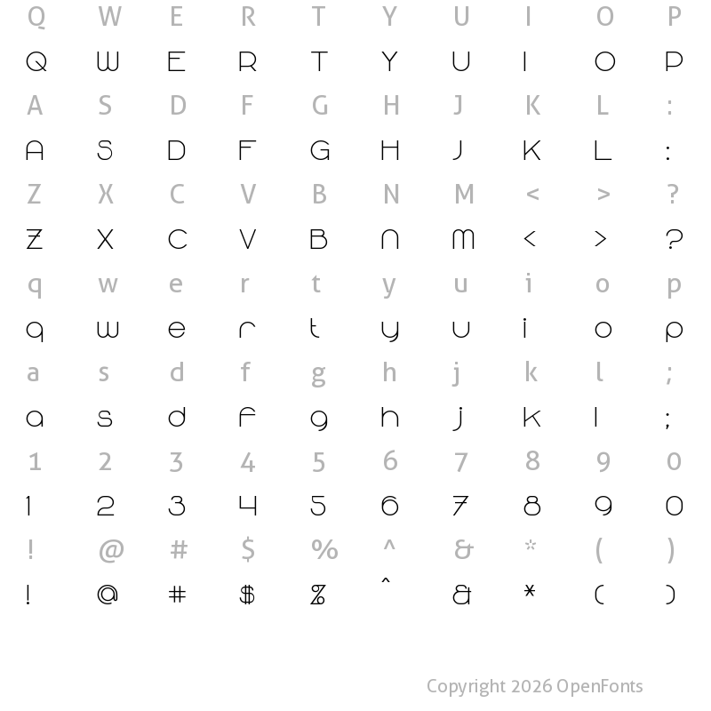 Character Map of Majoram Sans Bold