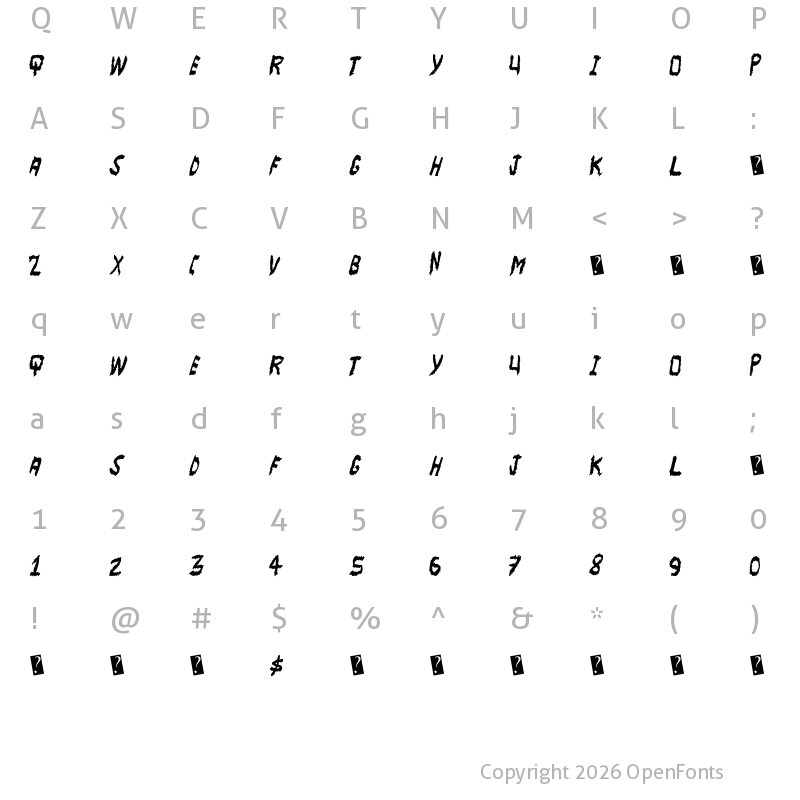 Character Map of MajorScare Regular