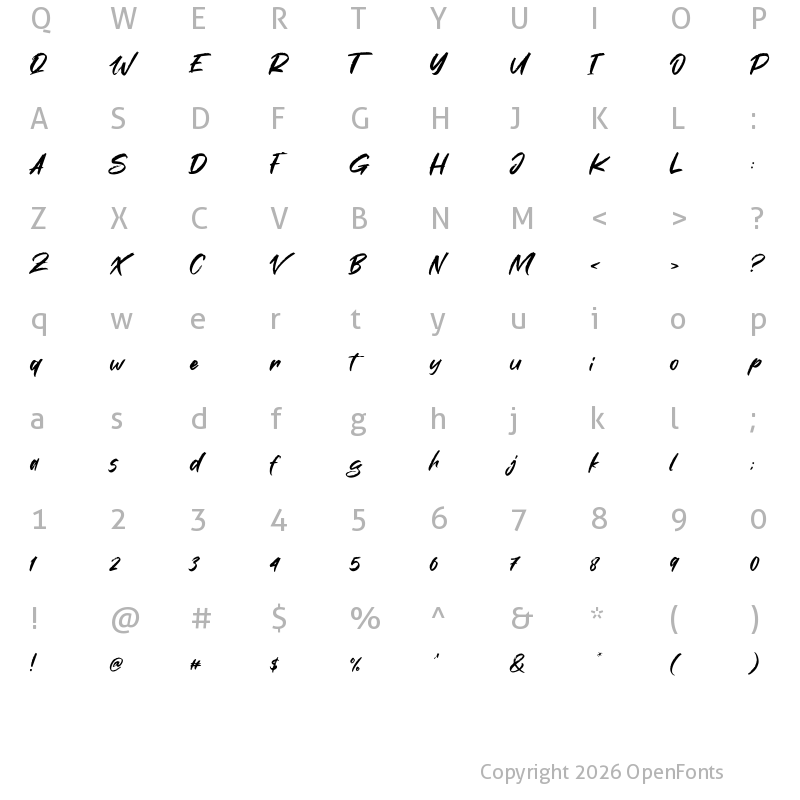 Character Map of Makcex Regular