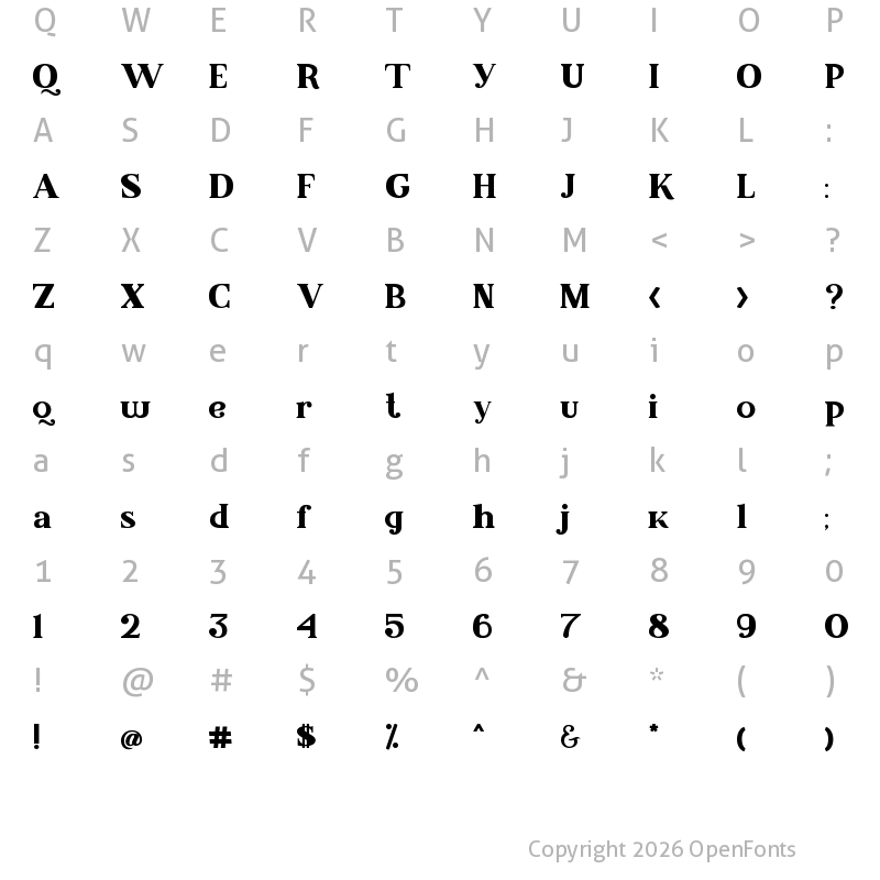 Character Map of Malcolm Regular