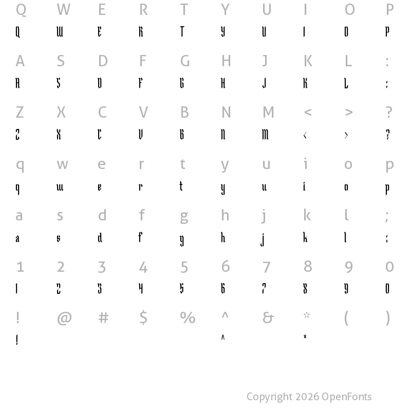 Character Map of Malegroth Regular
