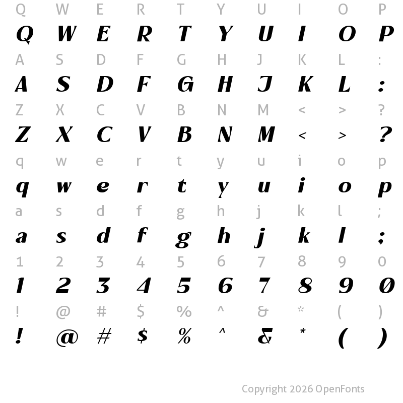 Character Map of Maleha Slant