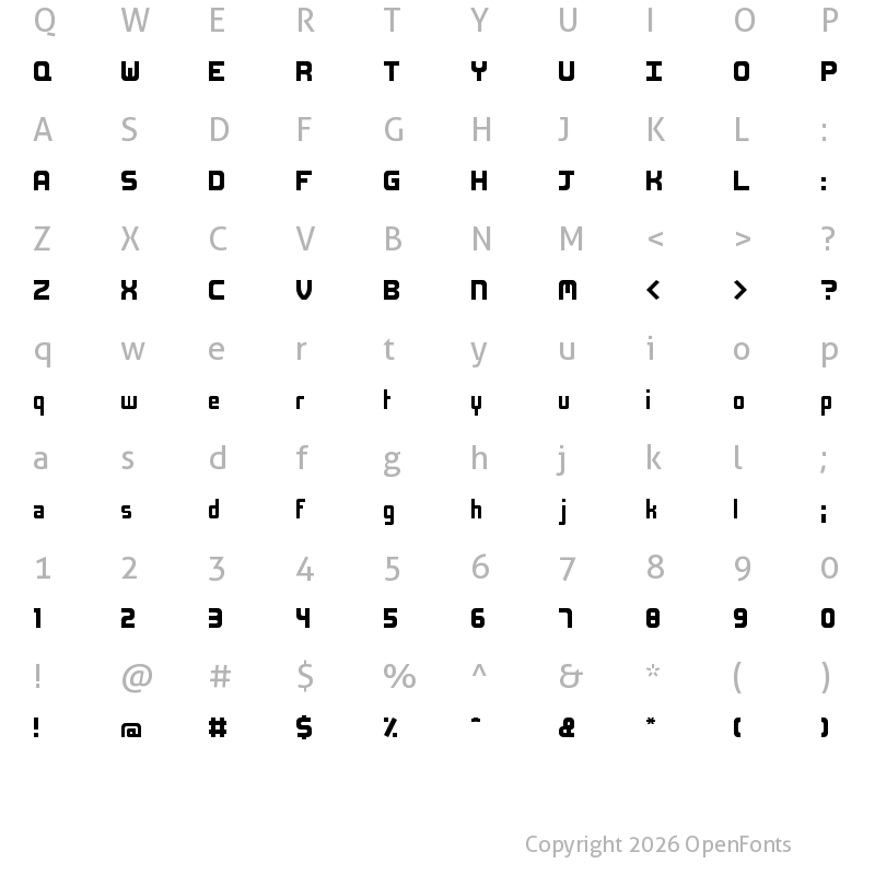 Character Map of Malkor Bold