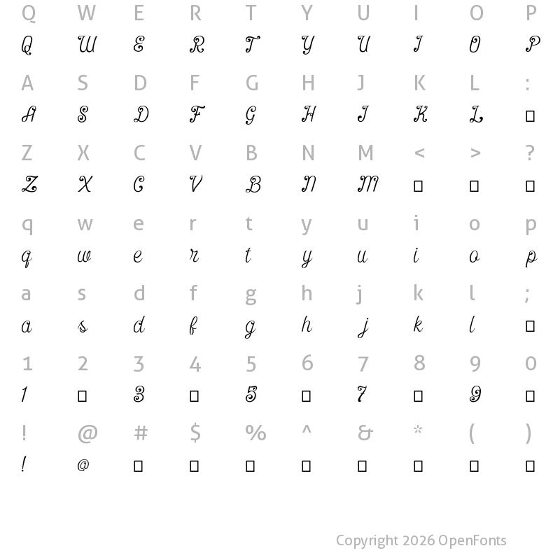 Character Map of Malonice Regular