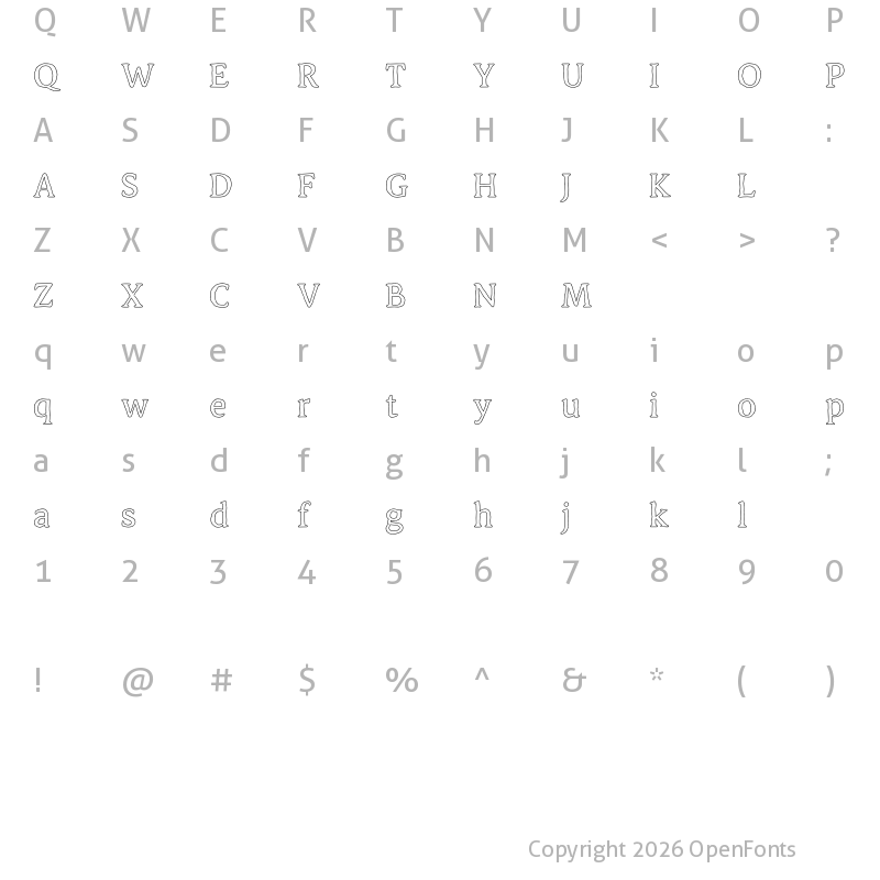 Character Map of Malvery Free Outline