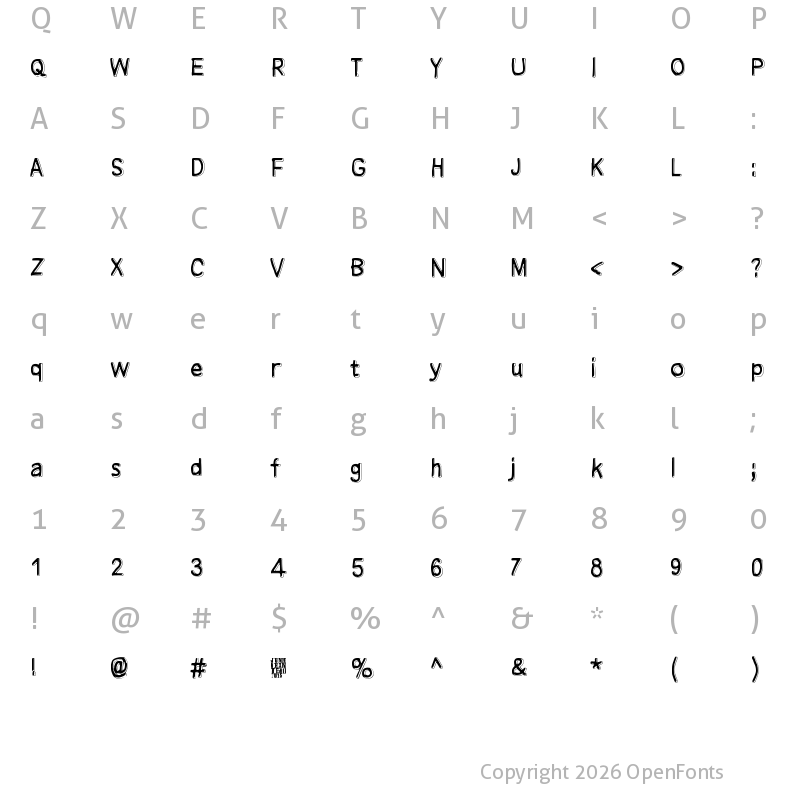 Character Map of Manamansalo Regular