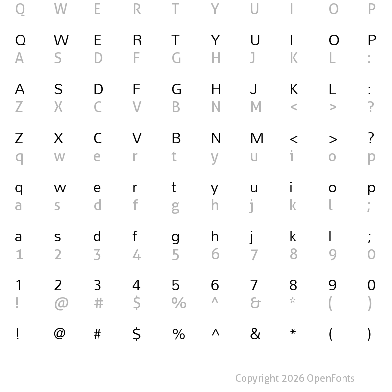 Character Map of Mandali Regular
