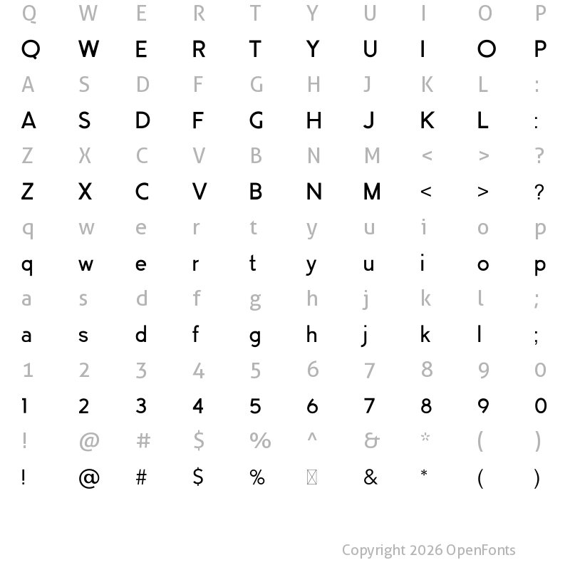 Character Map of MANDISA Thin