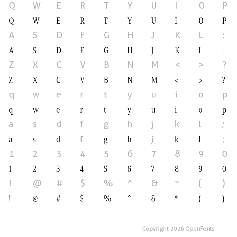 Character Map of Mandrel Cond Book