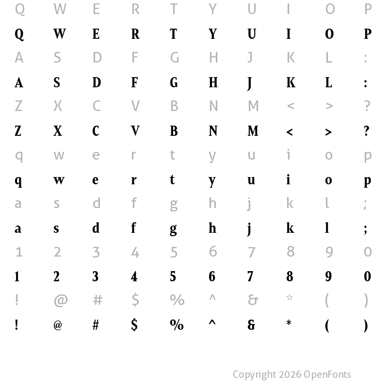 Character Map of Mandrel Cond ExBold