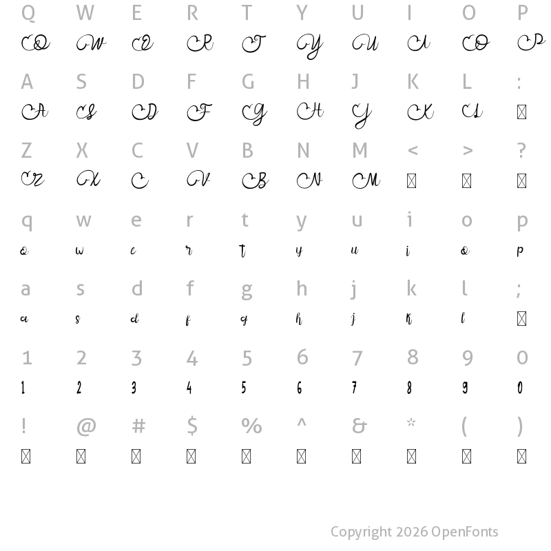 Character Map of Manganwatu Regular