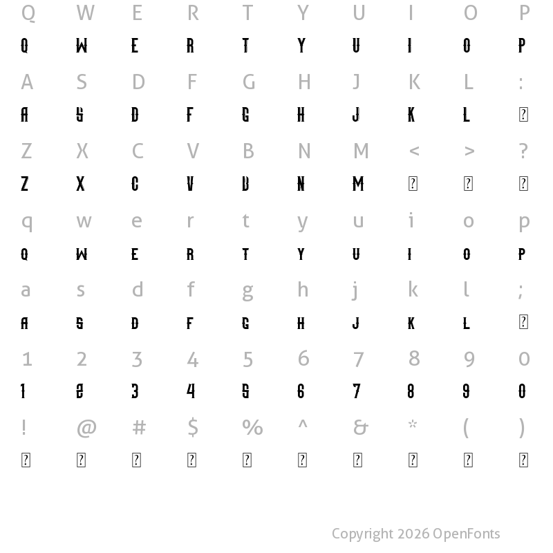 Character Map of Mangarans Regular