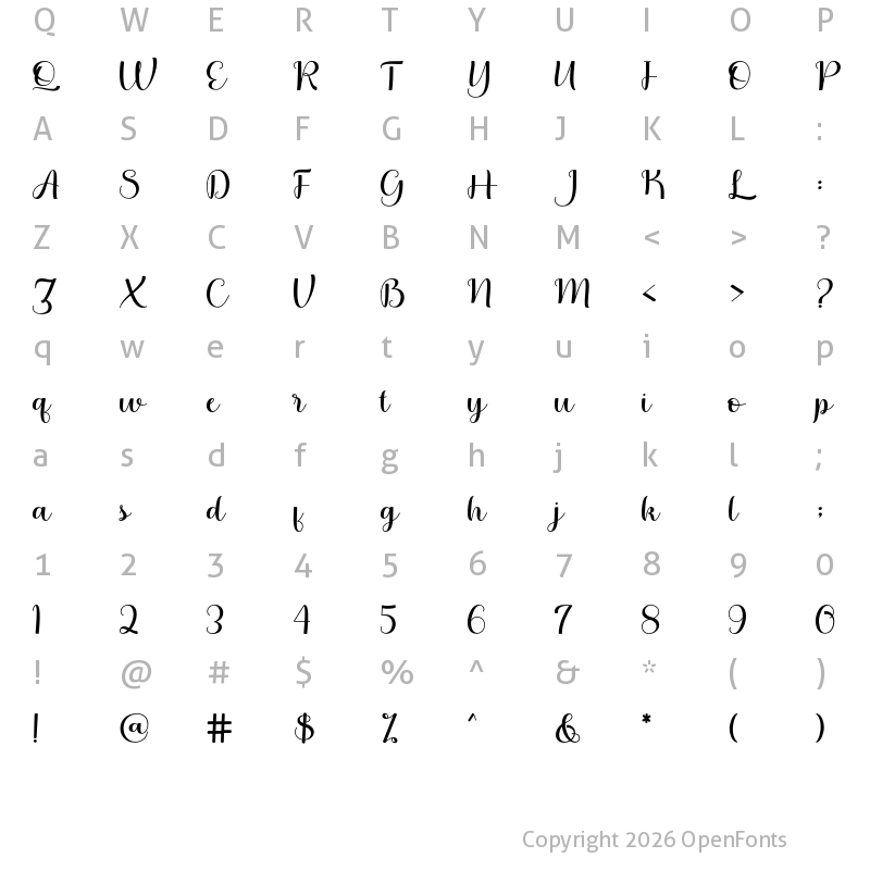 Character Map of Manggalia Regular