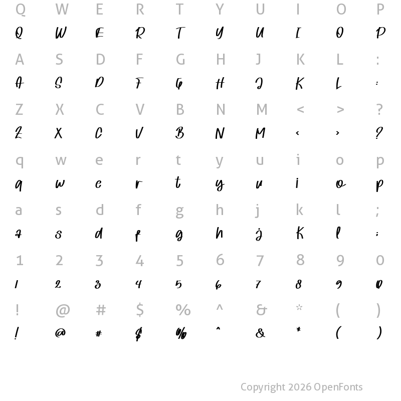 Character Map of Mango Juice Regular