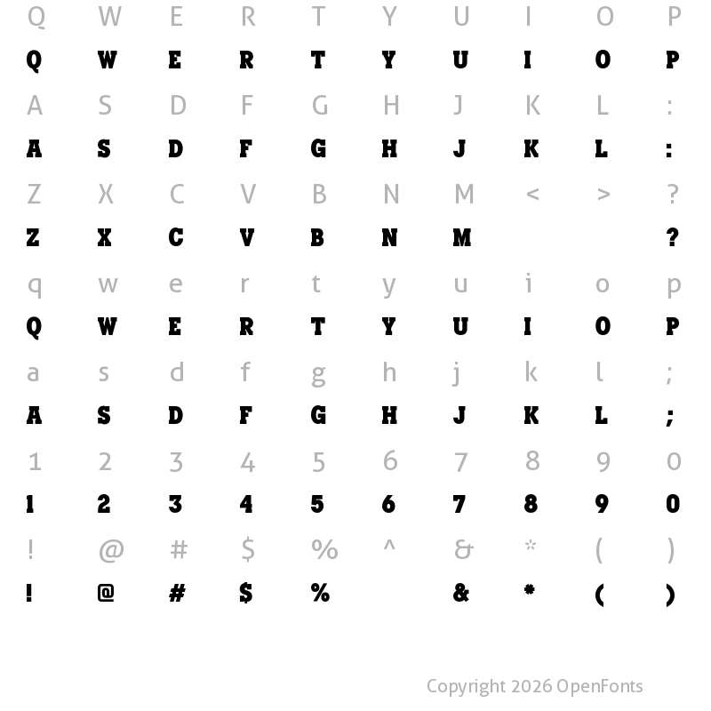 Character Map of Manhandle Slab Regular