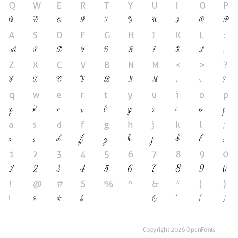 Character Map of Manhattan Script Regular