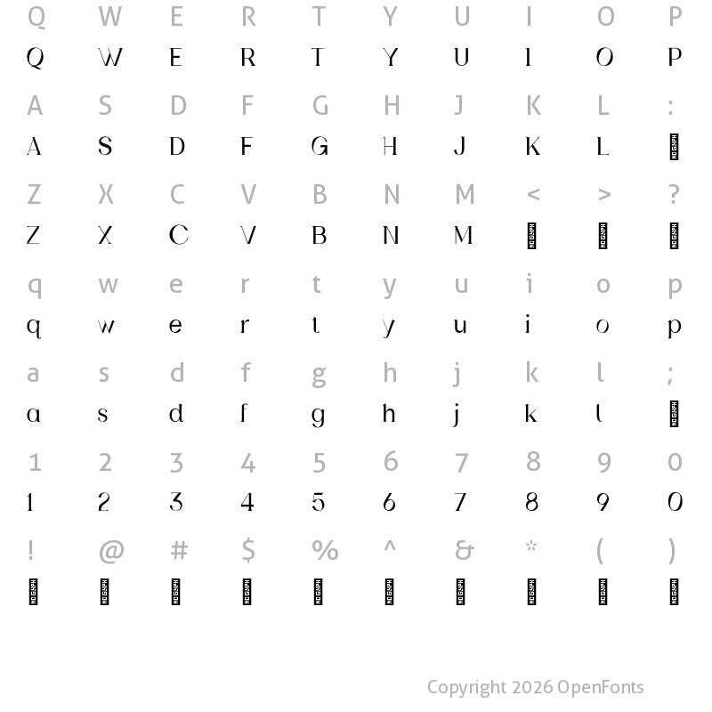 Character Map of Manierka Personal Use Regular