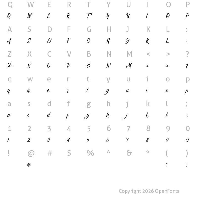 Character Map of manoe Regular