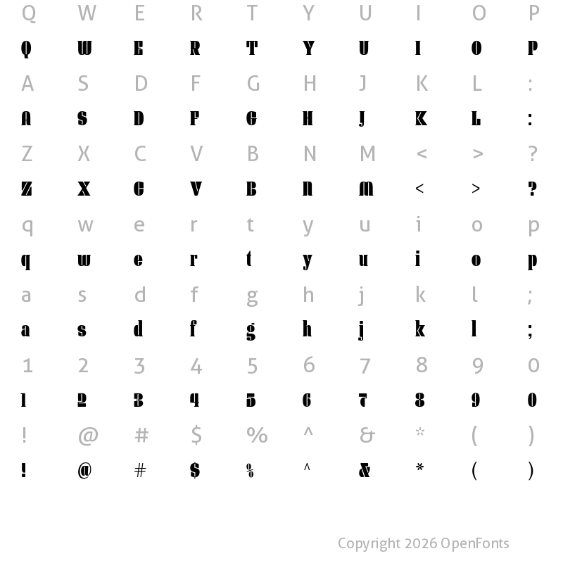Character Map of Manometer Serif Low
