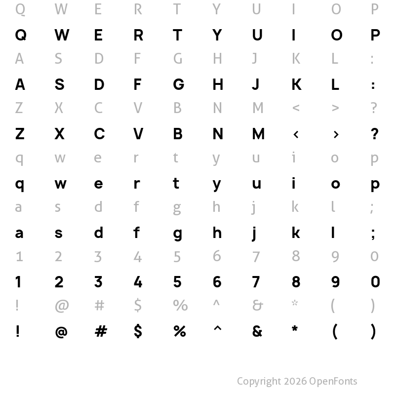 Character Map of Manrope ExtraBold