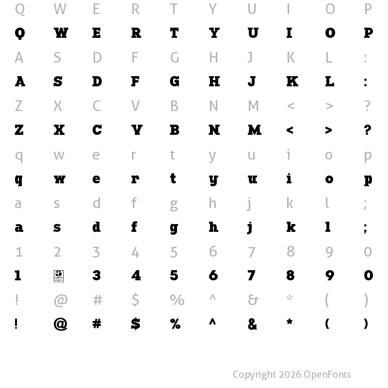 Character Map of Manti Slab Black Demo Regular