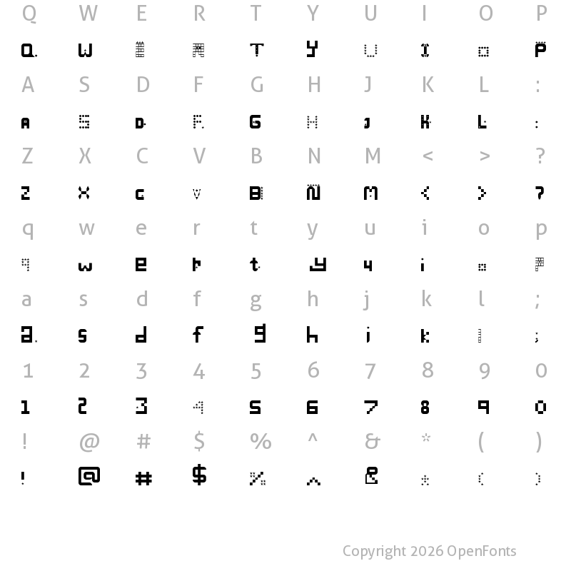 Character Map of Many Miles Regular