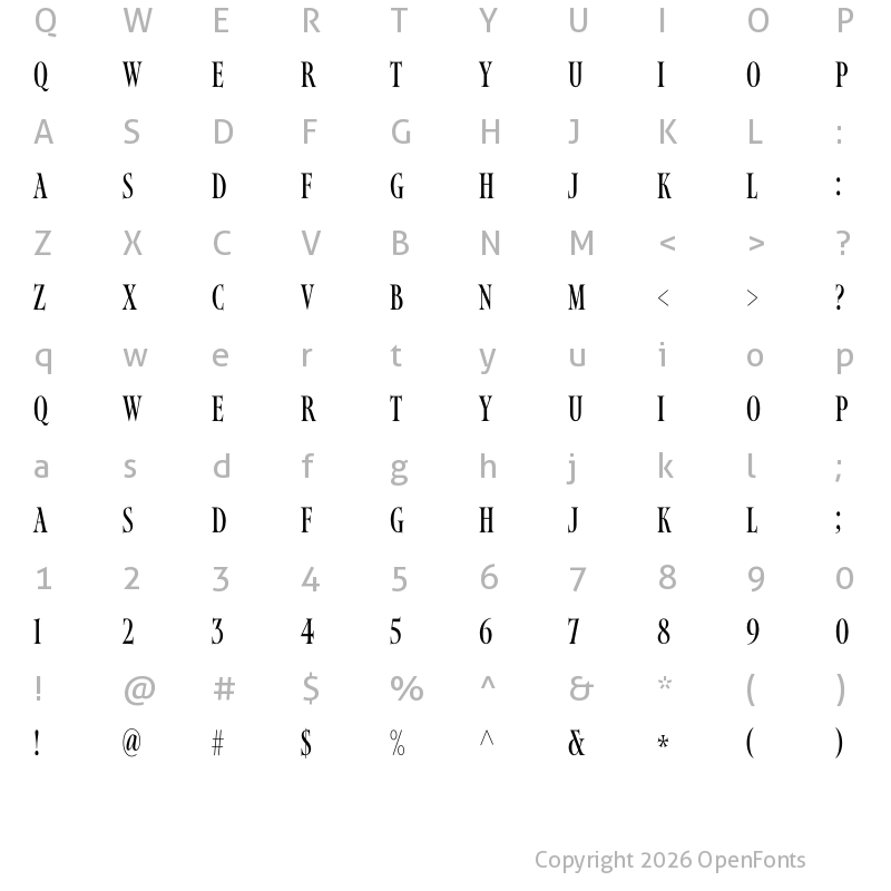 Character Map of Map Roman Compressed