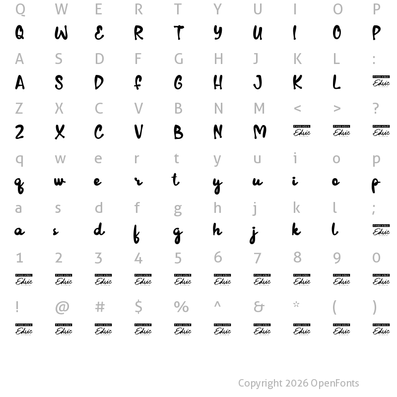 Character Map of Marble Crimson Demo Regular
